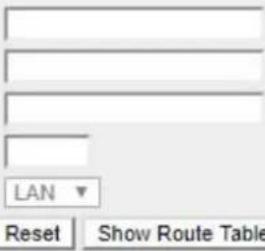 LAN Reset Show Route Table