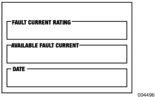 FAULT CURRENT RATING AVAILABLE FAULT CURRENT DATE 004496