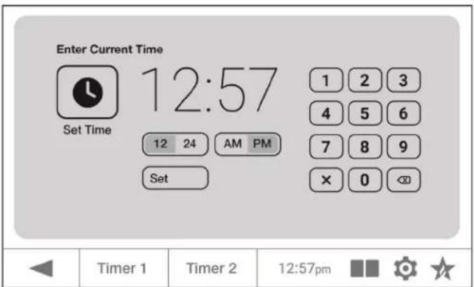 Enter Current Time Set Time 12:57 1 2 3 4 5 6 7 8 9 × 0 √ Timer 1 Timer 2 12:57pm