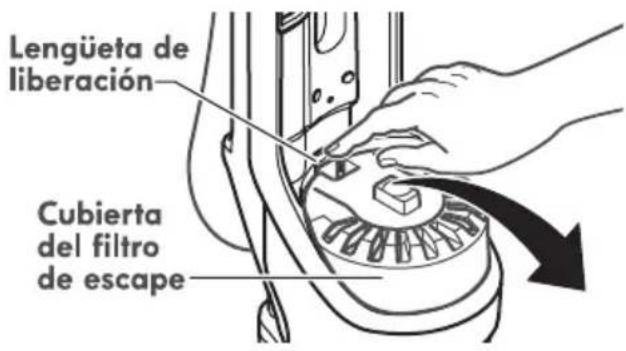 Lengüeta de liberación Cubierta del filtro de escape