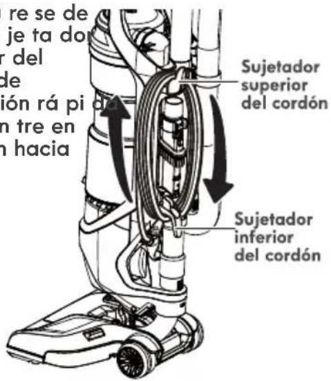 re se de je ta do r del de ión rá pi n tre en n hacia Sujetador superior del cordón Sujetador inferior del cordón