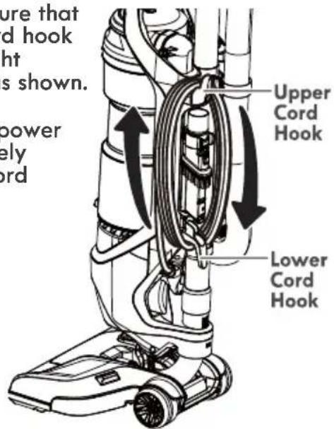 ure that d hook ht s shown. power ely ord Upper Cord Hook Lower Cord Hook