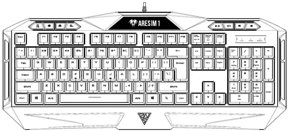 ARESIM 1 Esc F1 F2 F3 F4 F5 F6 F7 F8 F9 F10 F11 F18 ' = 1 I 2 B 3 C 4 D 5 E 6 F 7 G H G [ O ] - - + ← Tab G W E R T Y U I O P [ ( ) ] Enter Caps A S D F G H J K L : : ' ' + Shift Z X C V B N M , < . > / ? Shifts Ctrl Aits Alt Alt GM < Y > 0 Use + Del