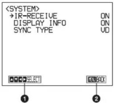 →IR-RECEIVE ON DISPLAY INFO ON SYNC TYPE VD SELECT NEWBACK