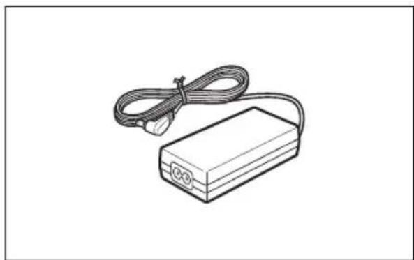Line drawing of a rectangular electronic device with a coiled cable and connector (no text or symbols)