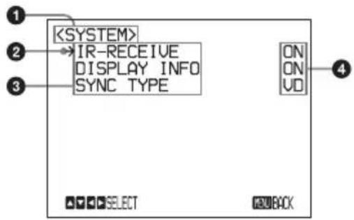 IR-RECEIVE DISPLAY INFO SYNC TYPE ON ON VD SELECT BACK