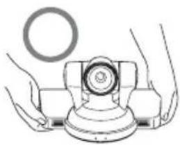Illustration of hands operating a mechanical device with a circular component (no text or symbols)