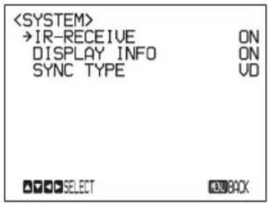 →IR-RECEIVE ON DISPLAY INFO ON SYNC TYPE UD SELECT AU-BOX