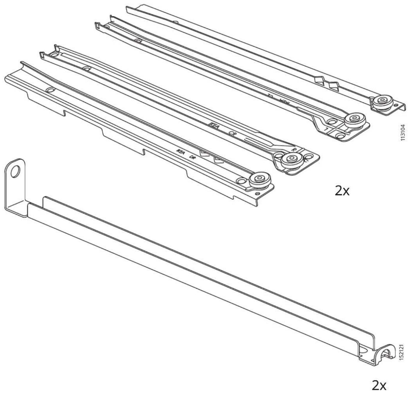 Technical line drawings of two mechanical components with mounting brackets and mounting holes (no text or symbols)