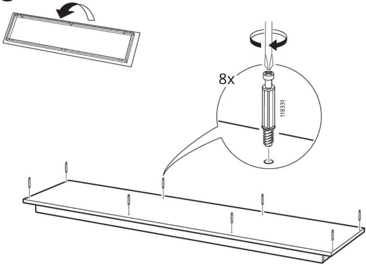 Technical diagram showing a mechanical assembly with a 8x magnified view of a screw and a 118331 thread, alongside a schematic of a panel assembly.