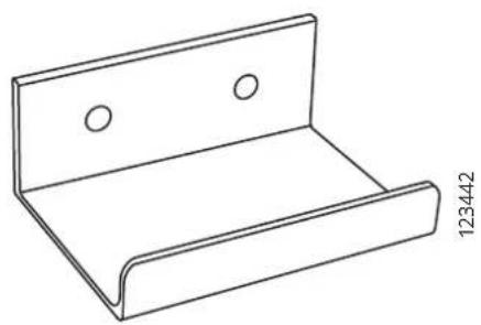Technical line drawing of a metal bracket with two circular holes (no text or symbols)