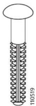 Technical line drawing of a threaded screw with a circular head and threaded shaft (no text or symbols)