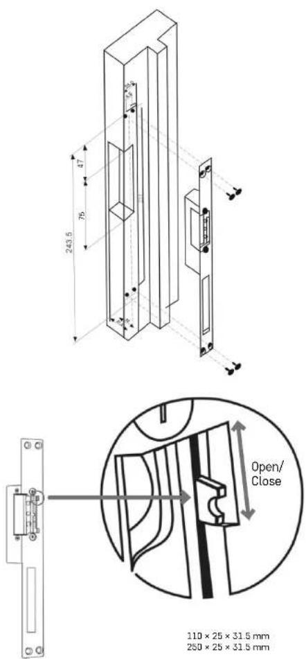 110 × 25 × 31.5 mm 250 × 25 × 31.5 mm Open/ Close