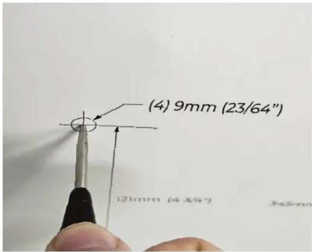 (4) 9mm (23/64") 12mm (4.3/4) 345mm