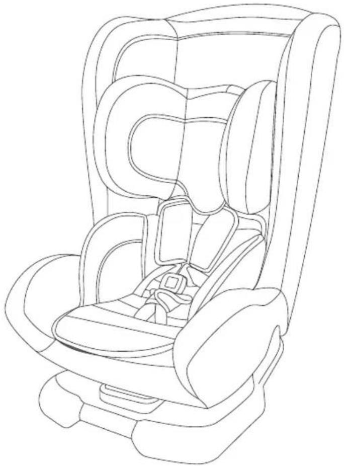 Line drawing of a car comfort seat with seats and straps (no text or symbols)