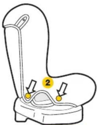 Diagram of a car seat with numbered annotations indicating specific seat positions or features