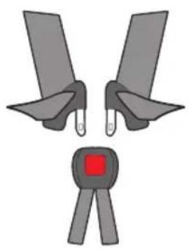 Diagram of a mechanical component with two gray parts and a red square marker at the base (no text or symbols)