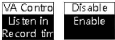 VA Contro Listen in Record tim Disable Enable