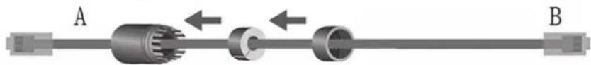 Mechanical transmission line diagram showing shafts and housing components (no text or labels)