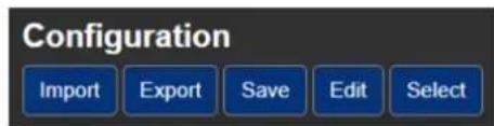 Configuration Import Export Save Edit Select