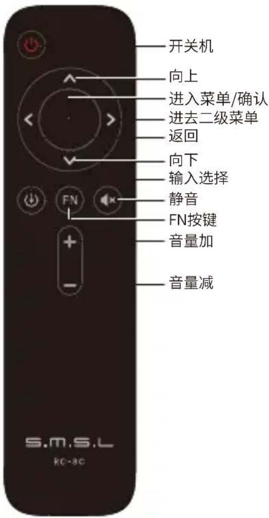 开关机 向上 进入菜单/确认 进去二级菜单 返回 向下 输入选择 静音 FN按键 音量加 音量减 S.M.S.L RC-3C