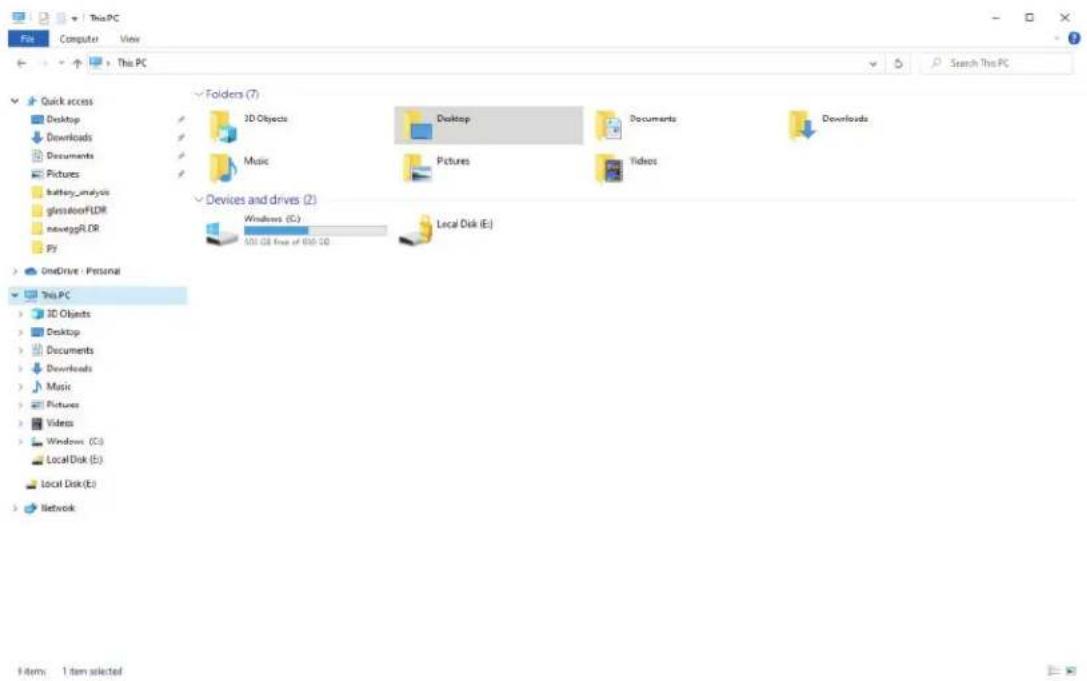 File Computer View This PC Quick access Desktop Downloads Documents Pictures battery_analysis glassionFLDR naveggFLOR PY OneDrive - Personal This PC 3D Objects Documents Downloads Music Pictures Tidios Devices and drives (2) Windows (C:) 500 GB free of 600 GB Local Disk (E:) Network 14 items 1 item selected