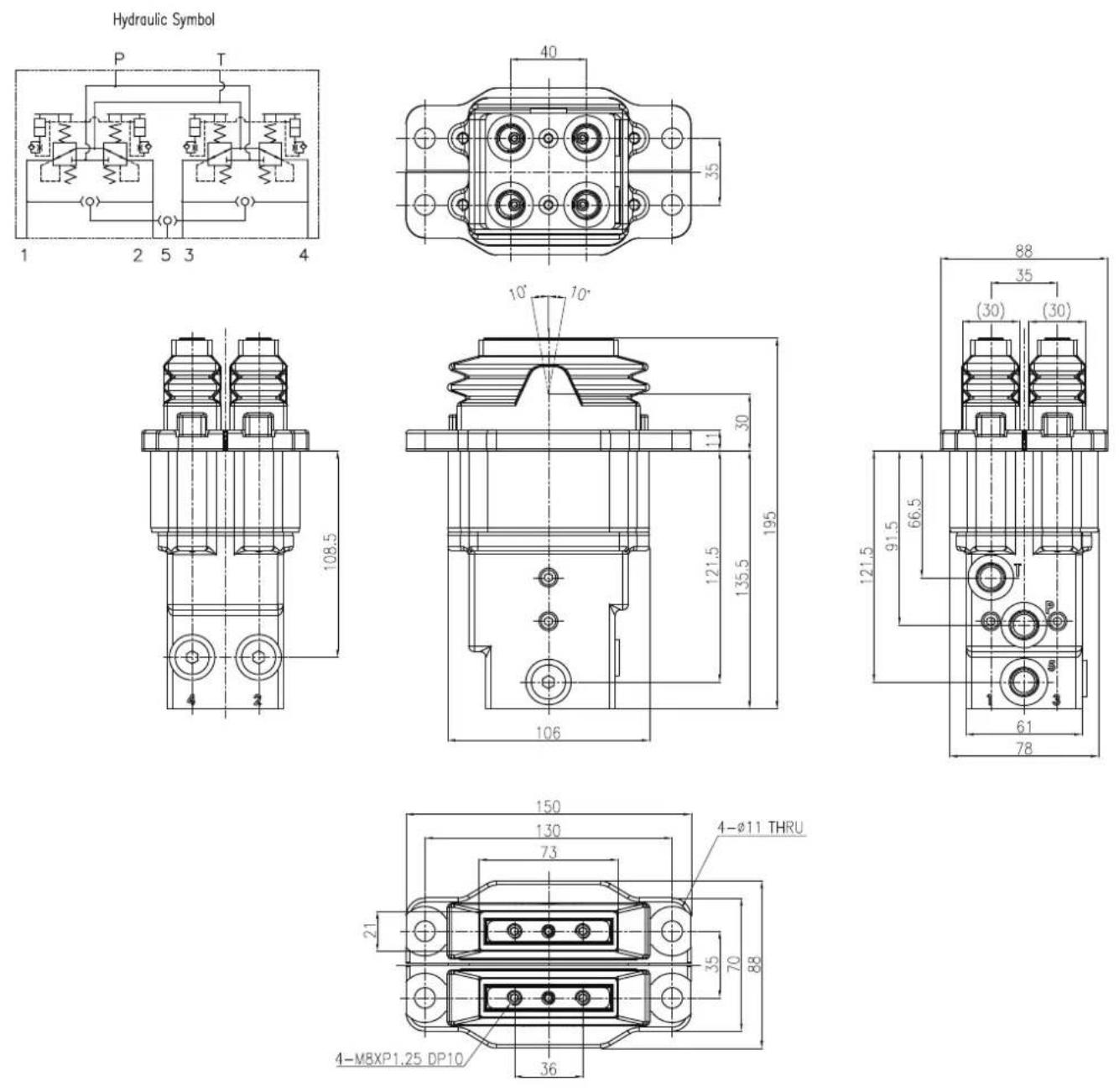 DANFOSS DHRCP - Damping dual mini pedal with shuttle without foot plate - 1