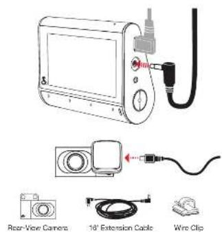 Rear-View Camera. 16" Extension Cable Wire Clip