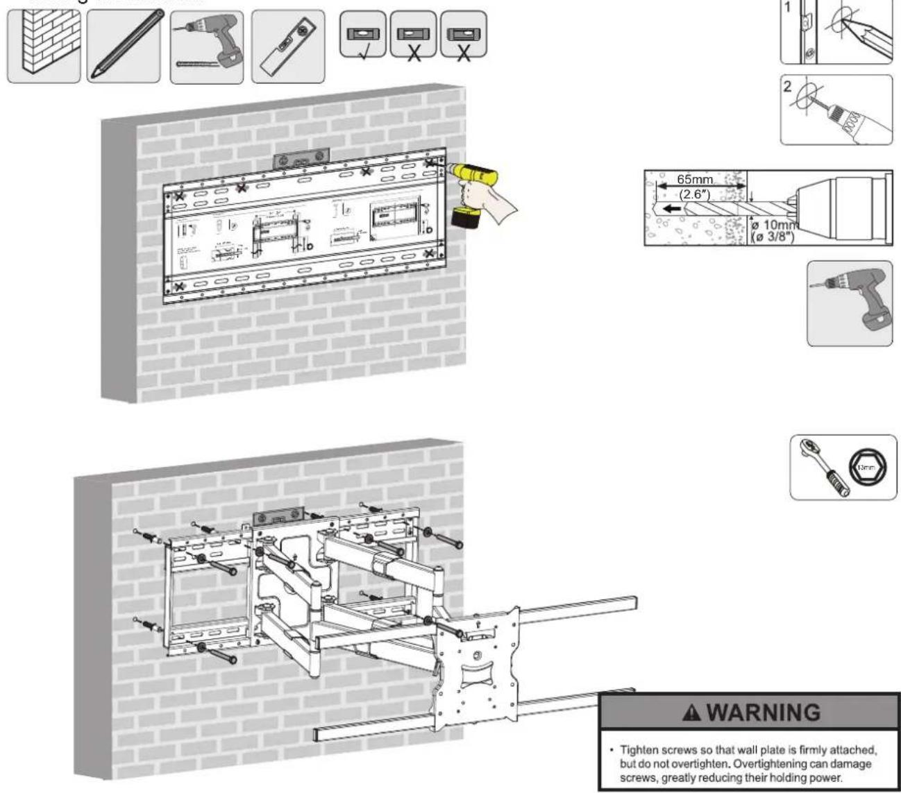 Mount-It! MI-394 - 1b. INSTALLATION OPTION 2: Concrete/Brick Wall Installation - 1