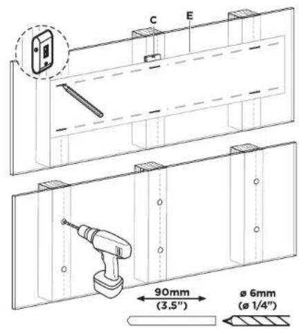 C E 90mm (3.5") Ø 6mm (Ø 1/4")