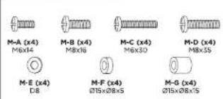 M-A (x4) M6x14 M-B (x4) M8x16 M-C (x4) M6x30 M-D (x4) M8x35 M-E (x4) D8 M-F (x4) Ø15xØ8x5 M-G (x4) Ø15xØ8x15