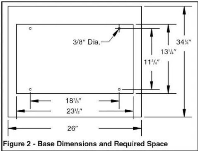 3/8" Dia. 187/8" 231/2" 26" 113/4" 131/4" 341/4" Figure 2 - Base Dimensions and Required Space