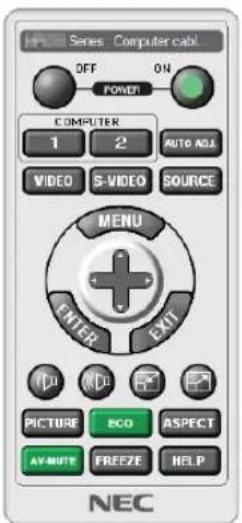 Series Computer cab! OFF ON POWER COMPUTER 1 2 AUTO AGI VIDEO S-VIDEO SOURCE MENU ENTER EXIT PICTURE ECO ASPECT AV-MUTE FREEZE HELP NEC
