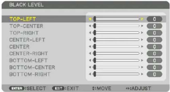 BLACK LEVEL TOP-LEFT TOP-CENTER TOP-RIGHT CENTER-LEFT CENTER CENTER-RIGHT BOTTOM-LEFT BOTTOM-CENTER BOTTOM-RIGHT 0 0 0 0 0 0 0 0 0 0 0 0 0 0 0 0 0 0 0 0 0 0 0 0 0 0 0 0 0 0 0 0 0 0 0 0 0 0 0 0 0 0 0 0 0 0 0 0 0 0 OUT: SELECT EXIT:EXIT ↓:MOVE ←:ADJUST