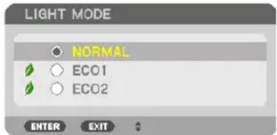 LIGHT MODE NORMAL ECO1 ECO2 ENTER EXIT