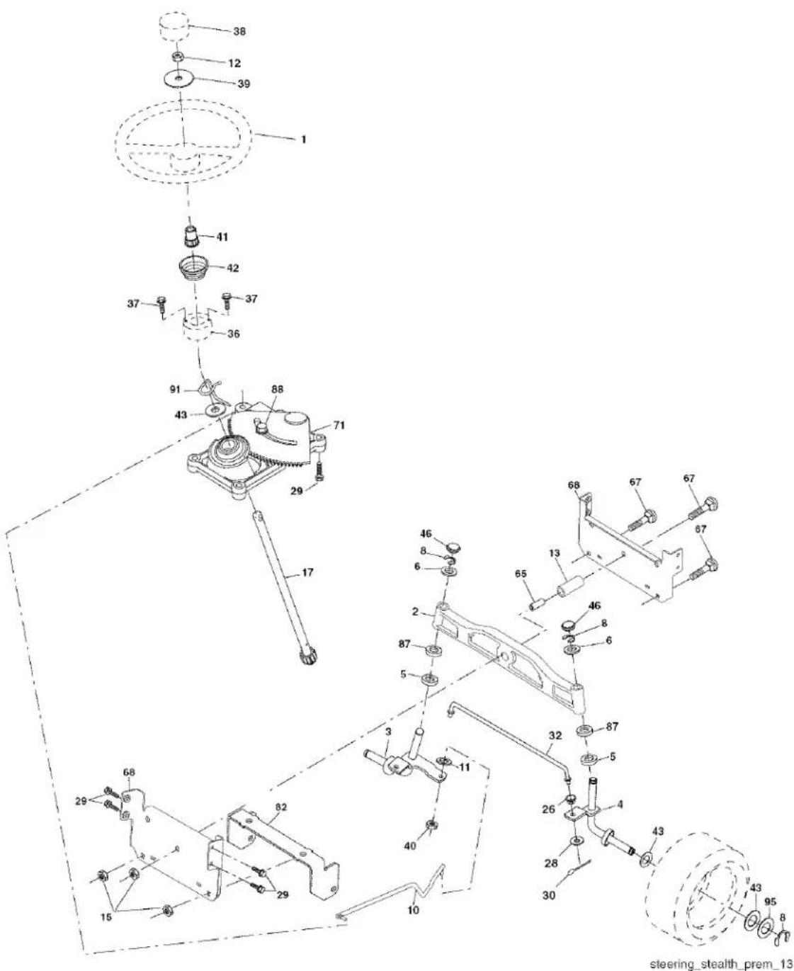 Technical diagram of a mechanical assembly with numbered components, likely for assembly or maintenance reference.