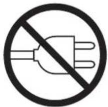 Prohibition sign with three output terminals and a diagonal line, indicating no current or passive discharge.