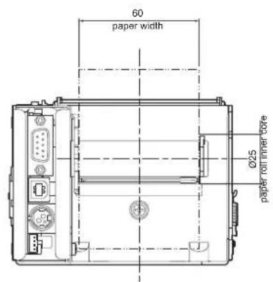 60 paper width Ø25 paper roll inner bore