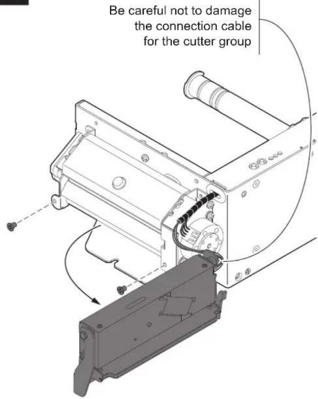 Be careful not to damage the connection cable for the cutter group