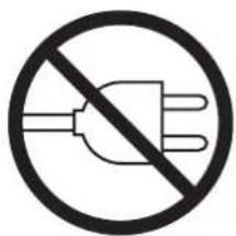 Prohibition sign for an electrical plug, indicating no protection