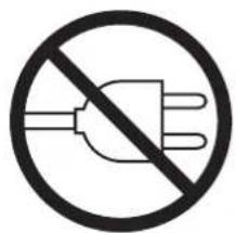 Prohibition sign indicating disapproval of an electrical plug, featuring a donut-shaped crossed-out circuit symbol.