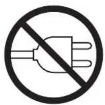 Prohibition sign indicating disapproval of an electrical plug, featuring a donut-shaped crossed-out circuit symbol.