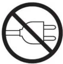 Prohibition sign with crossed-out plug and diagonal line, indicating no protection or disapproval