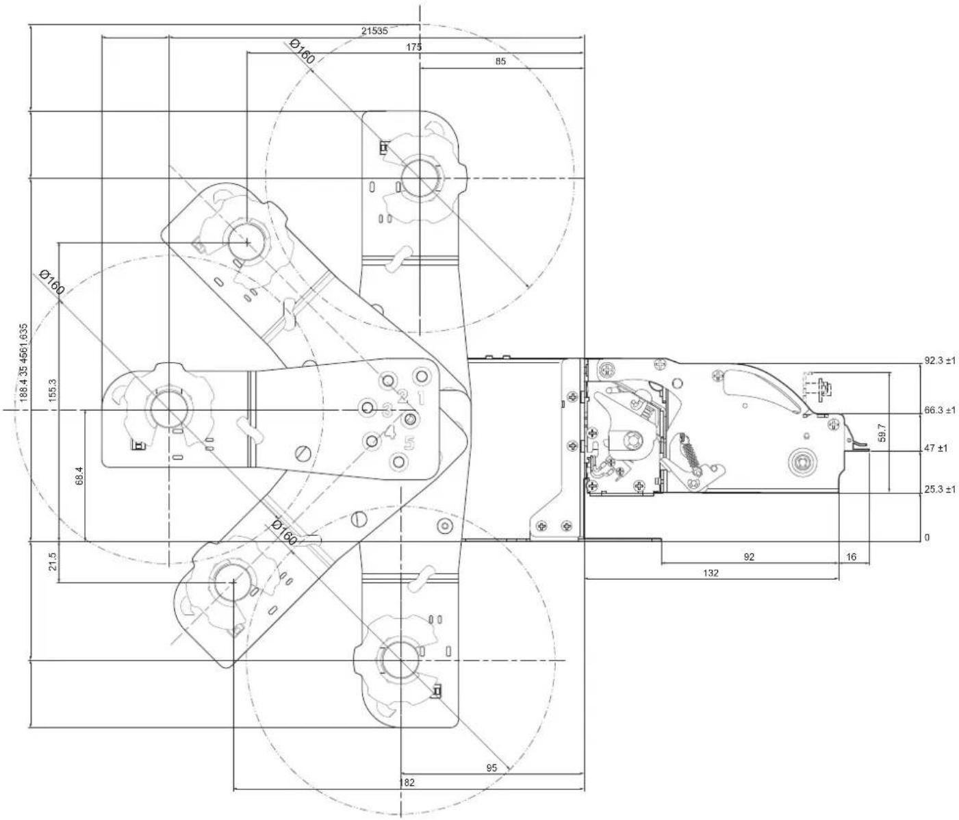 21535 175 85 Ø160 Ø160 188.4 35 4561.635 155.3 68.4 Ø160 21.5 92.3 ±1 66.3 ±1 47 ±1 25.3 ±1 0 92 16 132 95 82