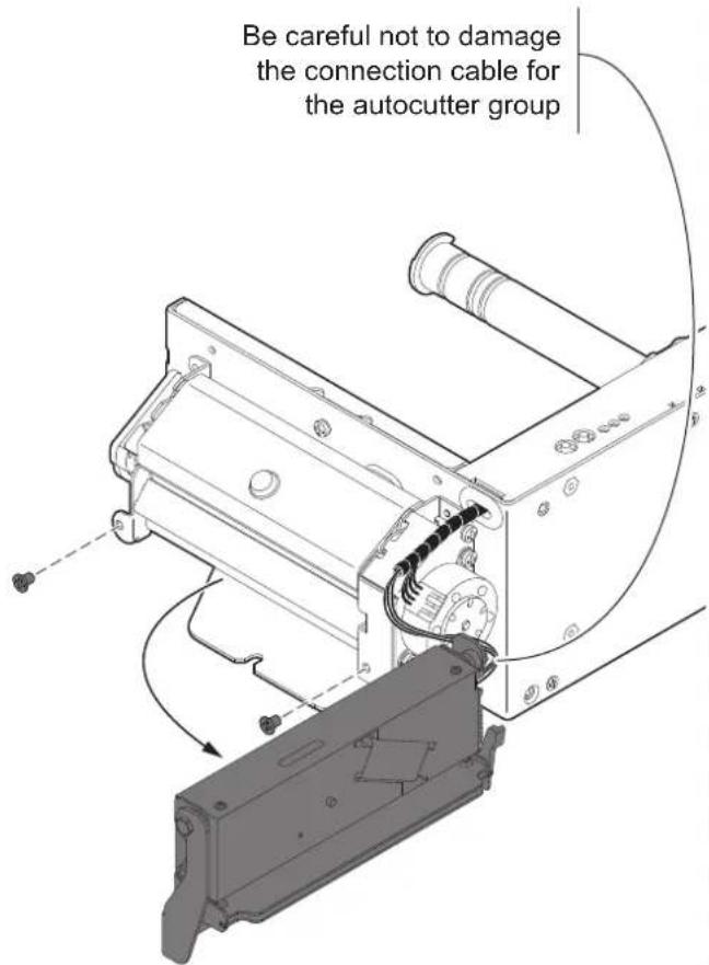Be careful not to damage the connection cable for the autocutter group