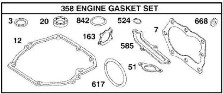 358 ENGINE GASKET SET 3 20 842 524 668 12 163 7 585 51 617