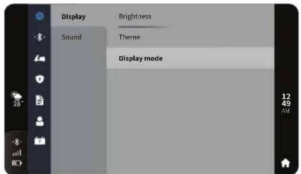 Display Sound Brightness Theme Display mode