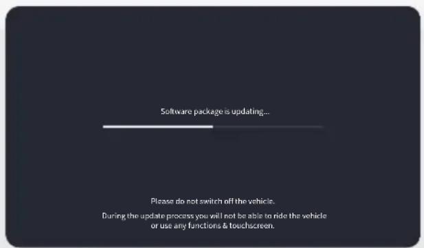 Software package is updating... Please do not switch off the vehicle. During the update process you will not be able to ride the vehicle or use any functions & touchscreen.