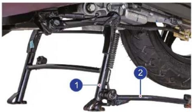 Technical diagram of a vehicle suspension system with labeled components 1 and 2