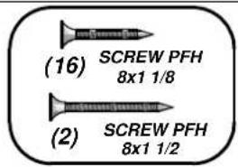 (16) SCREW PFH 8x1 1/8 (2) SCREW PFH 8x1 1/2
